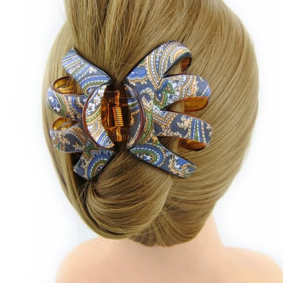 Hair Claw Clip Elegant Blue Bow Large Women Ponytail Holder Accessories main image 5